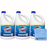 Clorox Bleach Liquid Cleaner for Laundry and Bathroom, HE Performance Bleach, 121 oz. Bottle 3 Pack, Wholesalehome Cleaning Cloth Included
