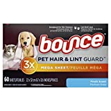 bounce Bounce Pet Hair & Lint Guard Mega Dryer Sheets With 3X Pet Hair Fighters, Fresh Scent, 60Count