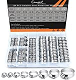 120PCS Hose Clamps, Camtek Stainless Steel Adjustable 6-44mm Range Worm Gear Hose Clamp Duct Clamp Pipe Clamp Fuel Line Clamp for Plumbing, Automotive and Mechanical Applications Assortment Kit