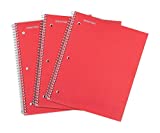 Mintra Office Durable Spiral Notebooks, 1 Subject, (Red, Wide Ruled 3 Pack), 100 Sheets, Poly Pocket, Moisture Resistant Cover, Strong Chipboard back, For School, Office, Business