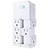 GE Pro 6-Outlet Extender Surge Protector with Swivel Outlets, Wall Tap Adapter, 90 Degree Rotation, 1080 Joules, Warranty, UL Listed, White, 37063