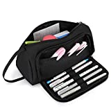 Pencil case for Gilrs Boys Large Pencil Pouch to organize Pen Pencil for Middle School College Student Artist Metal Zipper Practical Cloth Office Pencil Bag Holder Black