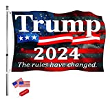 Annaflag Made In USA Trump 2024 Flag 3x5 Feet, Re-Elect The Rules Have Changed Flags, Durable Polyester with Two Brass Grommets Double Stitching Patriotic Outdoor Indoor Decoration Banner