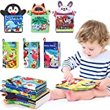 iPlay, iLearn Soft Baby Books, Infant Touch and Feel Cloth Book Set, Toddler Fabric Crinkle Sensory Toys, Carseat Toy, Newborn Birthday Gifts for 6 9 12 18 Months, 1 Year Olds Boys Girls