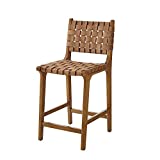 Ball & Cast HSA-1110-24B Home Kitchen Faux Leather Woven Counter-Height Barstool Set of 1, 24 inches, Brown