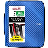 Five Star Zipper Binder, 2 Inch 3-Ring Binder, 6-Pocket Expanding File, 380 Sheet Capacity, Blue (72534)