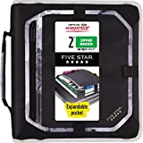 Five Star Zipper Binder, 2 Inch 3-Ring Binder with Expansion Panel and Expanding File, 580 Sheet Capacity, Black/Gray (29052IT8)
