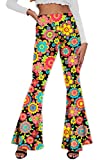 Womens Hippie Flare Pants Retro Costume Yoga Pants 60s Groovy Long Floral Bell Bottoms XL