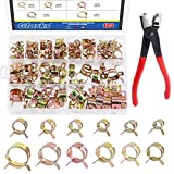 Glarks 121Pcs 12 Sizes 7-12mm Spring Band Type Clips Fuel Silicone Vacuum Hose Pipe Clamp Low Pressure Air Clip Clamp Fasteners Assortment Kit with 1Pc Clic-R Hose Clamp Pliers