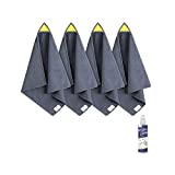 LOUKIN 4pcs Magnetic Whiteboard Cleaning Cloth, Dry Erase Cleaning Cloth for Classroom, Home and Office Use, Reusable and Washable, Gray, 12" x 12", Free 3.4oz Whiteboard Cleaner Included