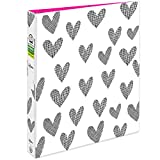 AVERY + Amy Tangerine Designer Collection Binder, 1"Round Rings, 175-Sheet Capacity, Hatch mark Hearts (28320)