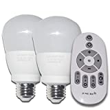 12W E26 Smart LED Light Bulbs Dimmable with 2.4GHz Wireless 3-Zone Remote Control - Adjustable Color Temperature (Warm / Cool) and Brightness 2 Pack (2 Bulb+1 Remote)