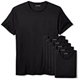 Amazon Essentials Men's Crewneck Undershirts, Pack of 6, Black, Large