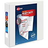 Avery 2" Heavy Duty View 3 Ring Binder, One Touch EZD Ring, Holds 8.5" x 11" Paper, 1 White Binder (79192)