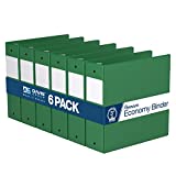 Premium Economy 3-Inch Binder, 3-Ring Binder for School, Office, or Home, Colored Binder Notebook, Pack of 6, Round Ring, Green