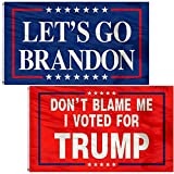 Lets Go Brandon and Dont Blame Me I Voted Flag- FJB Flag, 3x5FT 2 Pack with Brass Grommets perfect for Wall Hanging Vivid ColorOutdoor Indoor Decoration