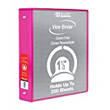 BAZIC 3 Ring Binder 1.5" Economy View Binders Organizer - Fuchsia, Round Ring, Hold 250 Sheets Paper, for School Office Home, 1-Count