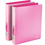 1 Inch Binders 3 Ring Soft Plastic Flexible Cover  by Enday (2, Pink)