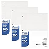 Mead Loose Leaf Paper, 3 Pack, 3 Hole Punch Filler Paper, College Ruled Paper, 11" x 8-1/2", 200 Sheets per Pack (73189)
