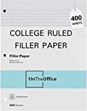 1InTheOffice Loose Leaf Paper College Ruled, Filler Paper 8 1/2" x 11", 400 Sheets (400 Sheets)