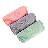 Microfiber Dog Towel, 3 Pack Large Pet Bath Towels 40 x 20, Bathing Supplies, Beach Accessories, Quick Fast Drying Super Absorbent Lightweight Cat and Puppy Shower Essentials, for Muddy Paws