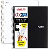 Five Star Spiral Notebooks + Study App, 2 Pack, 3 Subject, College Ruled Paper, 11" x 8-1/2", 150 Sheets, Black, White (73015)