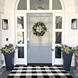 MUBIN Cotton Buffalo Plaid Rug 27.5 x 43 Inches Black and White Check Rugs Hand-Woven Indoor or Outdoor Rugs for Layered Door Mats Washable Carpet for Front Porch, Kitchen, Farmhouse, Entryway