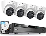 Amcrest 5MP POE Security Camera System Outdoor, 8CH POE NVR, 4pcs 5MP Turret POE Cameras, IP67 Metal Turret POE IP Cameras, Built in Mic, Pre-Installed 2TB Hard Drive, NV4108E-IP5M-T1179EW4-2TB
