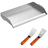 VEVOR Stainless Steel Griddle,36" x 22" Universal Flat Top Rectangular Plate, BBQ Charcoal/Gas Non-Stick Grill with 2 Handles and Grease Groove with HoleGrills for Camping, Tailgating and Parties
