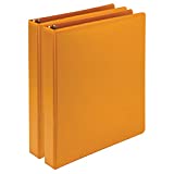 Samsill Plant Based Durable 1 Inch 3 Ring Binders, Made in the USA, Fashion Clear View Binders, Up to 25% Plant Based Plastic, Coral Orange, 2 Pack (U86373)