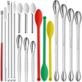 18 Pieces Pill Capsule Filler Capsule Filling Tray Micro Spoon Lab Spatula Pill Filler Tamper Double Ended Spatula Steel Spoon for Powder Gel Capsule Filling Tool Long Sampling Spoon #000 00 0 1 2