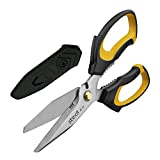 Stedi 8-inch Scissors Heavy Duty, Multipurpose Scissors, Stainless Steel Blade, with Small Serrations and Protective Cover, Comfortable Non-Slip Handle, Easy Cutting Cardboard,Wires,Leather, Fabric.