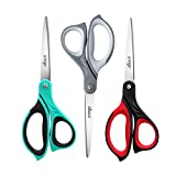 LIVINGO 8.5" Scissors All Purpose, 3 Pack Ultra Sharp Blade Shears, Professional Ergonomic Comfort Grip Scissors for Office School Home Supplies Fabric Sewing DIY Cutting General Use