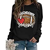 YourTops Women Touchdown Season Football Sweatshirt Game Day Football Shirt (Black,Medium)