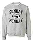 Promotion & Beyond Sunday Funday Funny Football Crewneck Sweatshirt, S, H. Grey