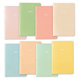 Pastel Aesthetic Notebooks Set, Cute Journal Set 8 pack, A5 5.5 x 8.3 in 60 Pages, Simple Cover Notebook, Minimalist Journal for Women Lined Paper, Soft Cover Journals