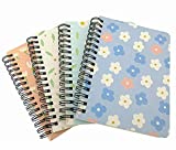 4 Pack A6 Spiral Notebook Journal,Wirebound Ruled Sketch Book Notepad Diary Memo Planner,A6 Size(5.7X4.1") & 80 Sheets (Flower B)