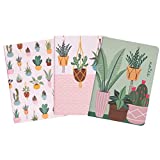 Steel Mill & Co Cute Stitch Journal Pack, 3-Count Lined Notebook Journals, 8.5 x 6 Travel Notebook Set, Soft Cover Journal with 64 Pages Each, Succulent