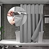N&Y HOME Extra Long Waffle Weave Shower Curtain with Snap-in Fabric Liner Set, 12 Hooks Included - 71" x 84", Hotel Style, Mesh Top Window, Machine Washable & Water-Repellent - 71x84, Gray