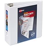 Avery Heavy Duty View 3 Ring Binder, 4" One Touch Slant Ring, Holds 8.5" x 11" Paper, 1 White Binder (79704)