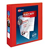 Avery Heavy Duty View 3 Ring Binder, 2" One Touch EZD Ring, Holds 8.5" x 11" Paper, 1 Red Binder (79225)
