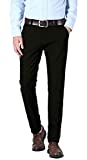 Plaid&Plain Mens Slim Fit Dress Pants Stretch Dress Pants 8101Black 30X30