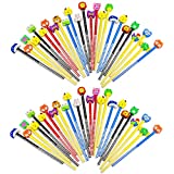 Etmact 50 Pack Assorted Colorful Cartoon Animal Pencil With Eraser Novelty Dot & Stripe Giant Eraser Topper Kids Pencils Kid Pencils Pencil With Eraser Animal Pens Pencils Bulk For Kids Animal Pencill
