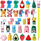 30 Pieces Pencil Toppers Animal Pencil Toppers Dinosaur Pen Toppers Clip on Pencil Classroom Prizes for Office Kids Back to School Student Supplies Party Favors (Mixed Style)