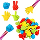 Pencil Erasers Rubber Pencil Top Erasers Funny Pencil Eraser Toppers Rock Paper Scissors Erasers Pencil Top Erasers Cap Studying Supplies for Kids, Students, Teachers, 4 Colors (30 Pieces)