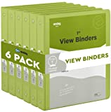 3 Ring Binder Green, 1 Inch, 1 Clear View Cover with 2 Inside Pockets Round Ring Binder, Colored School Supplies Binders, Also Available in Pink, Blue, Purple, Grey, and Red (6 PC)  by Enday