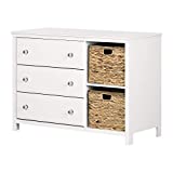 South Shore Dresser with Baskets, Pure White and Green