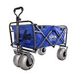 Sorin Outdoor Heavy Duty Collapsible Foldable Beach Cart with Balloon Wheels for Sand Garden Wagon Camping Beach Wagon with Balloon Tires Cart for Beach with Big Wheels Inflatable Tires