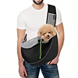 VavoPaw Dog Sling Carrier, Adjustable Non-Slip Padded Shoulder Strap Breathable Mesh Walk Travel Safe Pet Sling Crossbody Sling Bag for Puppy, Small Dogs Cats, Medium Size, Black