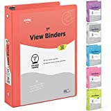 1 Inch 3 Ring Binder 1 Binder Red Clear View Cover with 2 Inside Pockets, Colored School Supplies Office and Home Binders  by Enday